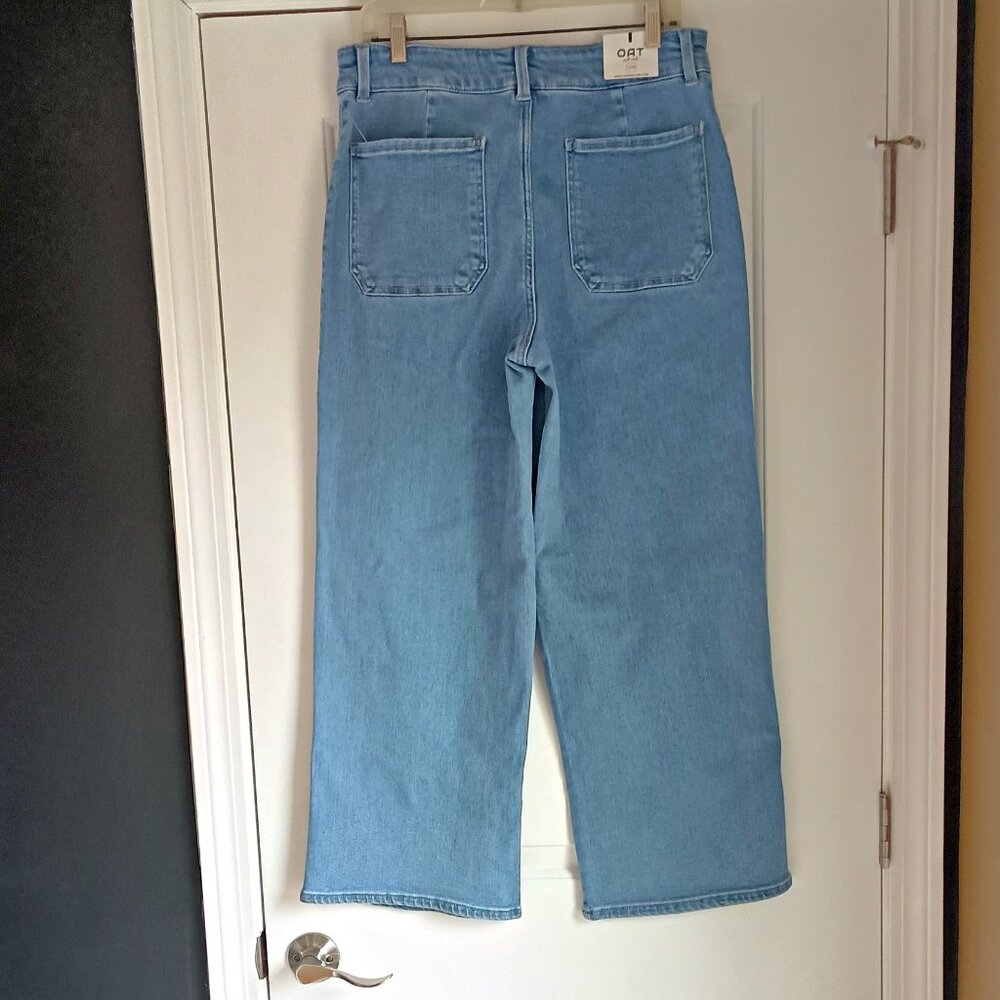 NEW! HIGH RISE Baby WIDE CROP BUTTON FLY JEANS 10/30 - Picture 2 of 3